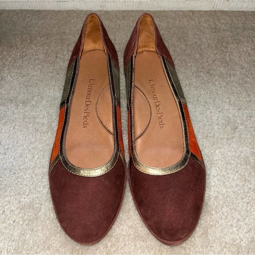 L'amour Des Pieds Suede Leather Slip on Wedge Shoes Size 7